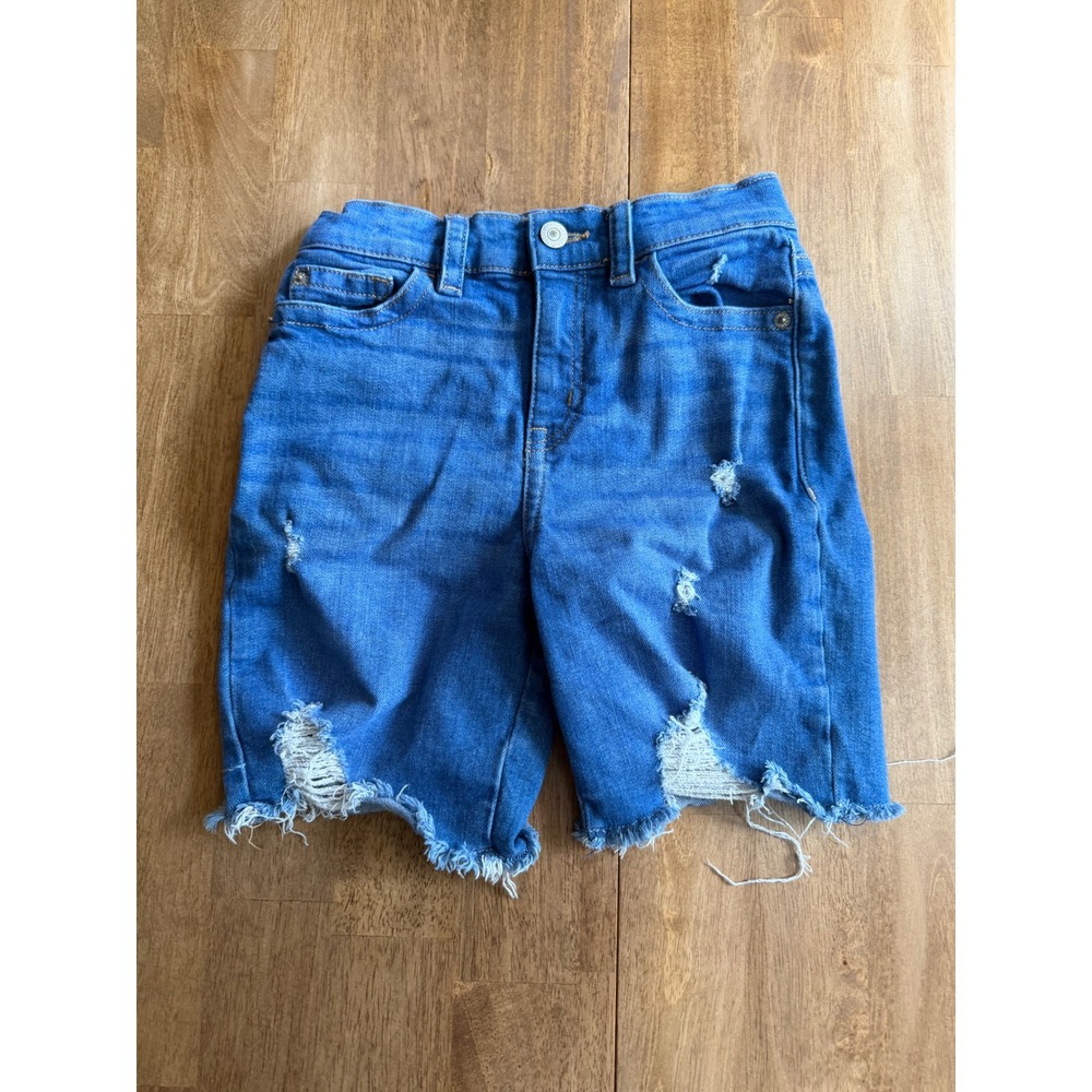 Thereabouts Girls Distressed Denim Bermuda Shorts Medium Wash Blue Size 8